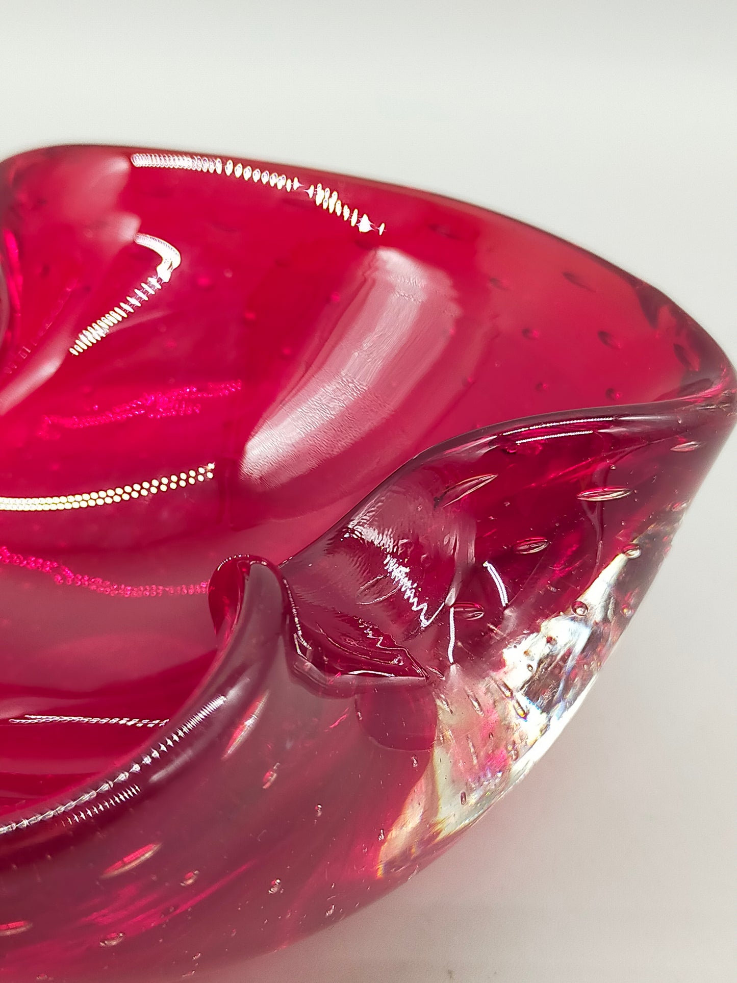 Murano Sommerso Schale – Rote Vintage Glas Schale