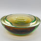 Murano Sommerso Glas Schale  Grün & Braun Vintage Design