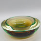 Murano Sommerso Glas Schale  Grün & Braun Vintage Design