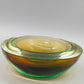 Murano Sommerso Glas Schale  Grün & Braun Vintage Design