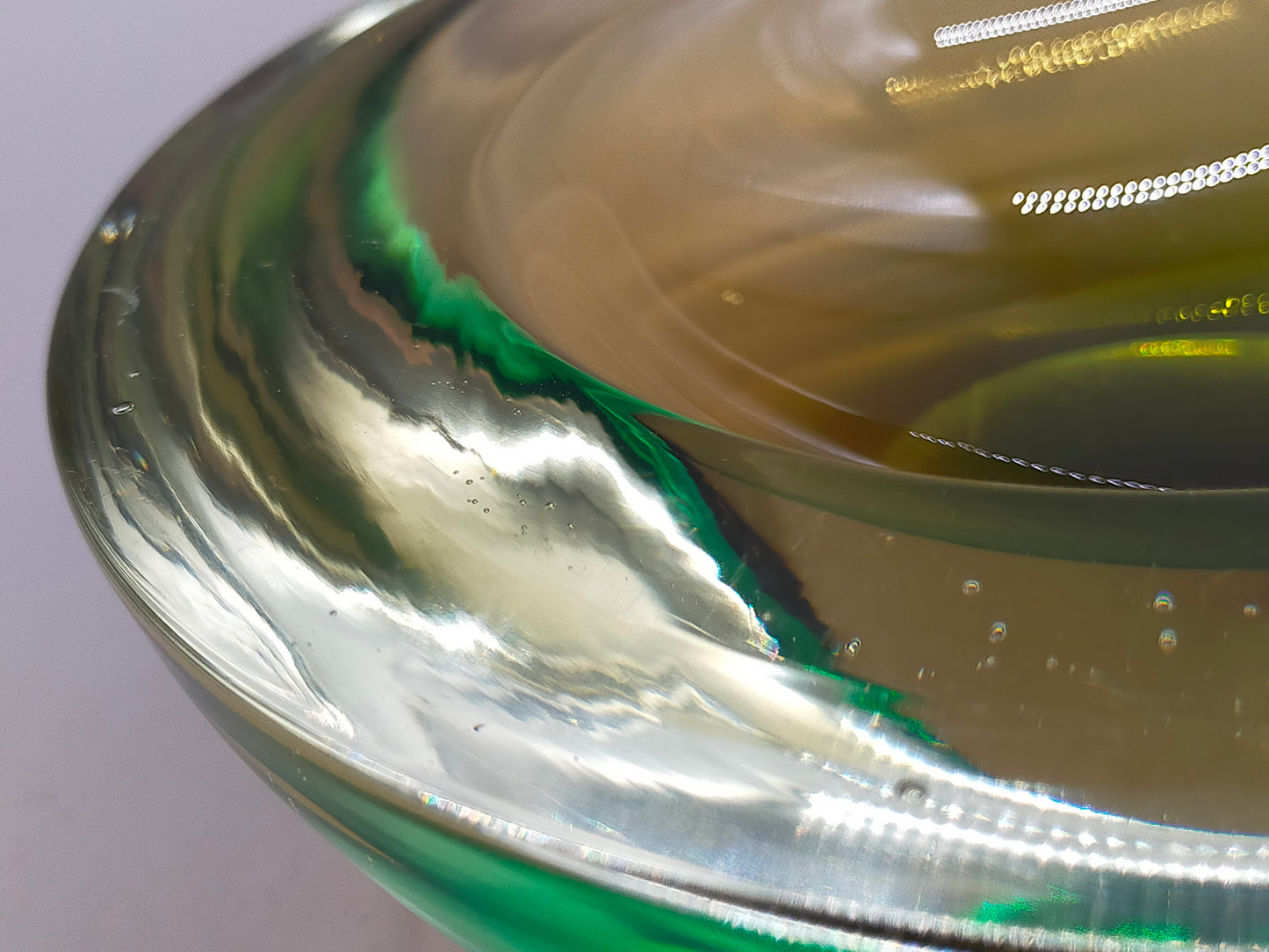 Murano Sommerso Glas Schale  Grün & Braun Vintage Design