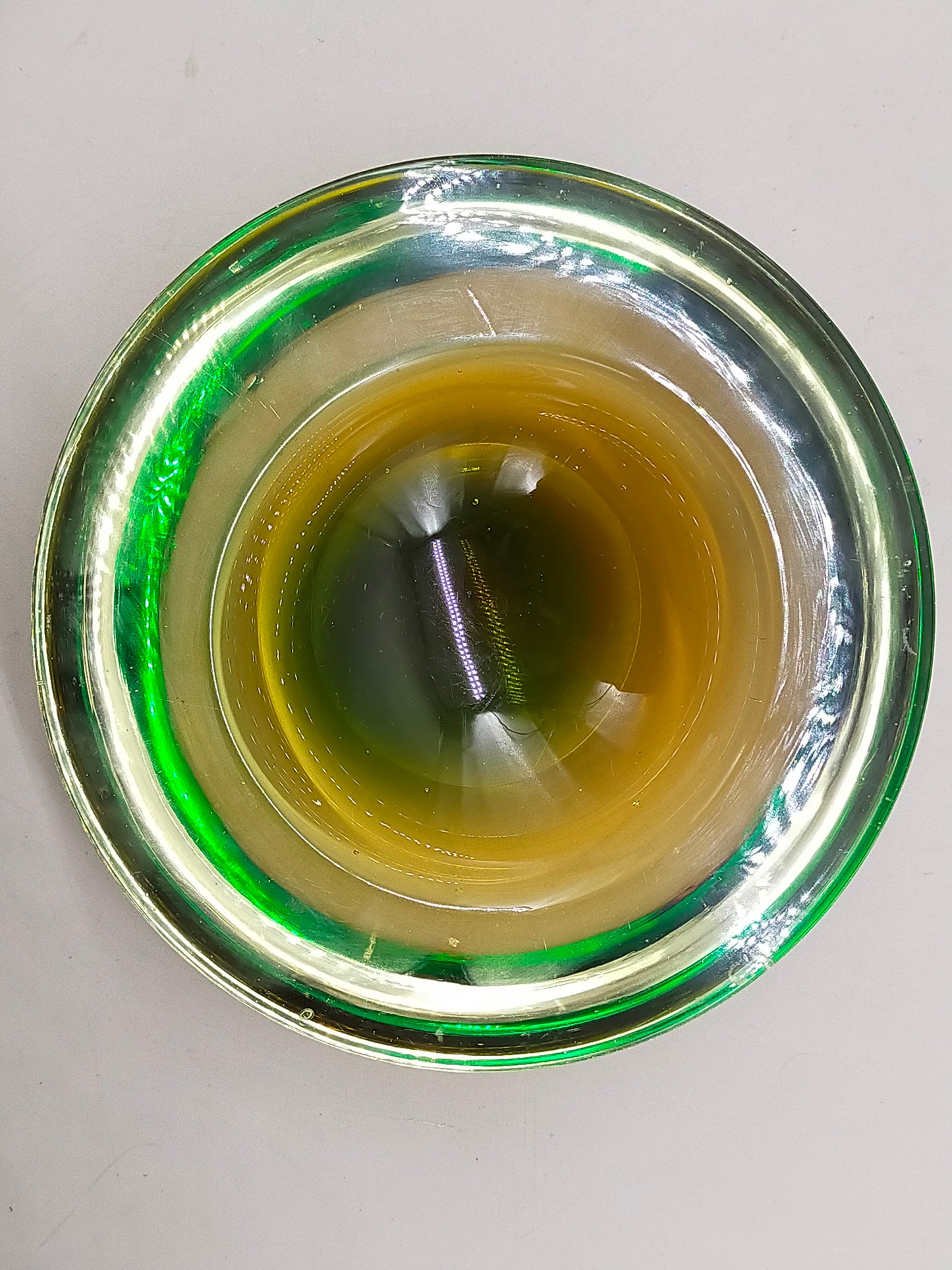 Murano Sommerso Glas Schale  Grün & Braun Vintage Design