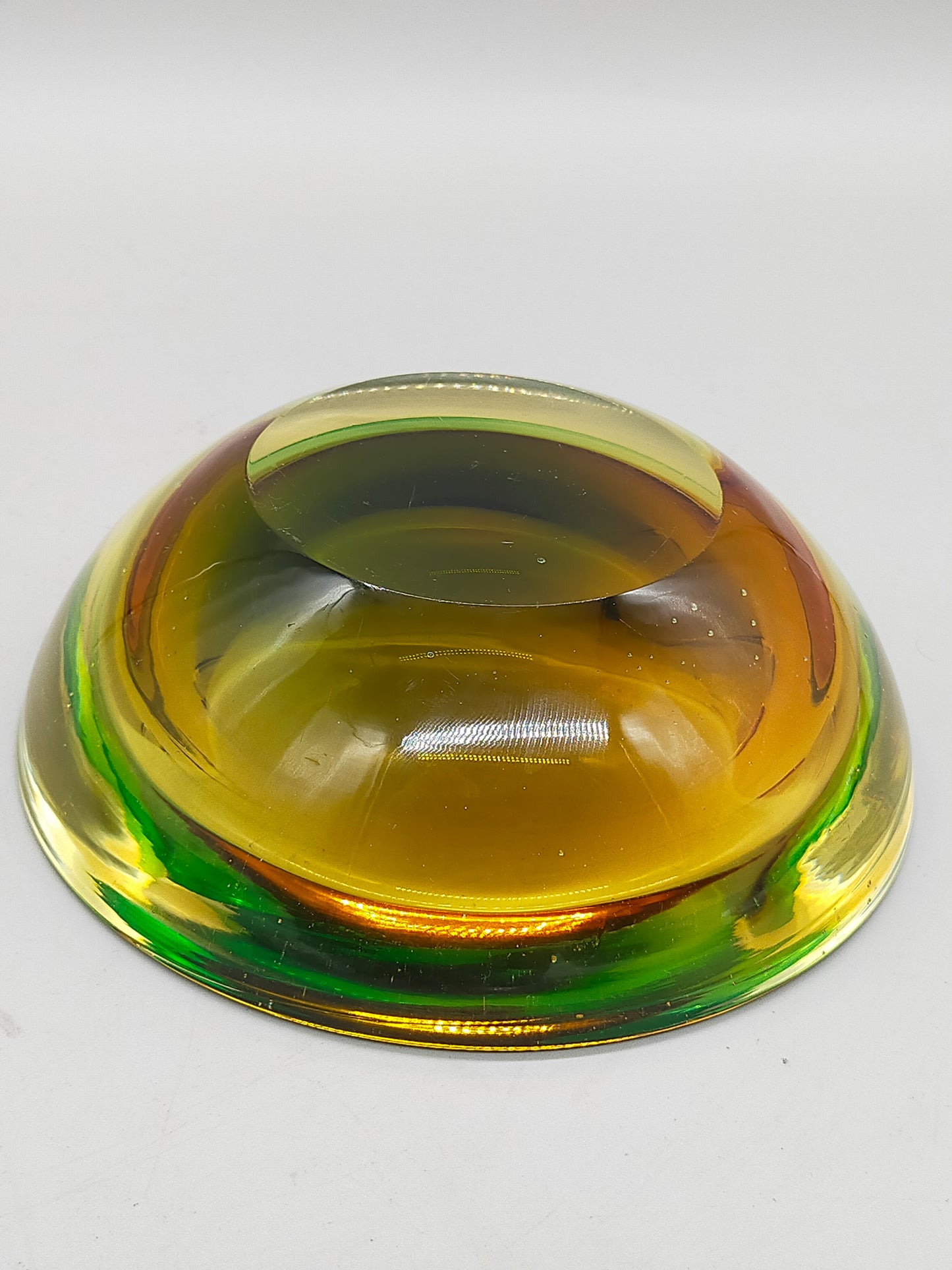 Murano Sommerso Glas Schale  Grün & Braun Vintage Design