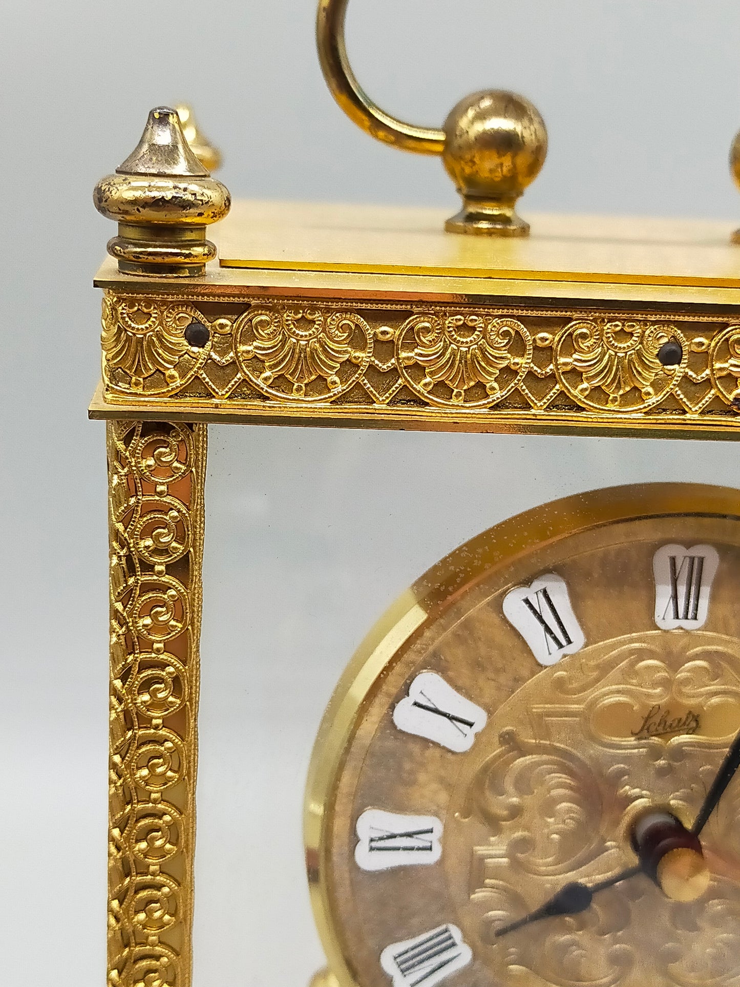 Prunkvolle Schatz Drehpendel Tisch Uhr Barock Stil aus Messing
