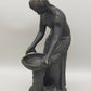 Klassische Bronze Skulptur Frau mit Schale auf Ranken-Säule