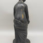Klassische Bronze Skulptur Frau mit Schale auf Ranken-Säule