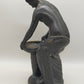 Klassische Bronze Skulptur Frau mit Schale auf Ranken-Säule