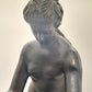 Klassische Bronze Skulptur Frau mit Schale auf Ranken-Säule
