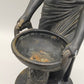 Klassische Bronze Skulptur Frau mit Schale auf Ranken-Säule
