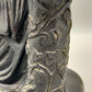 Klassische Bronze Skulptur Frau mit Schale auf Ranken-Säule