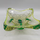 Elegante Murano Schale in Grün und Gelb Organische Form