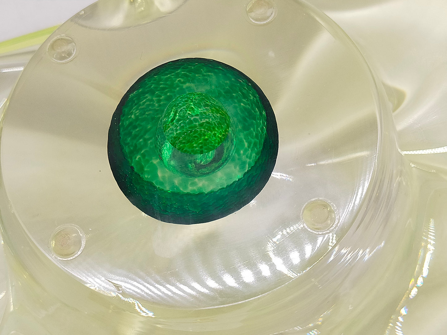 Elegante Murano Schale in Grün und Gelb Organische Form