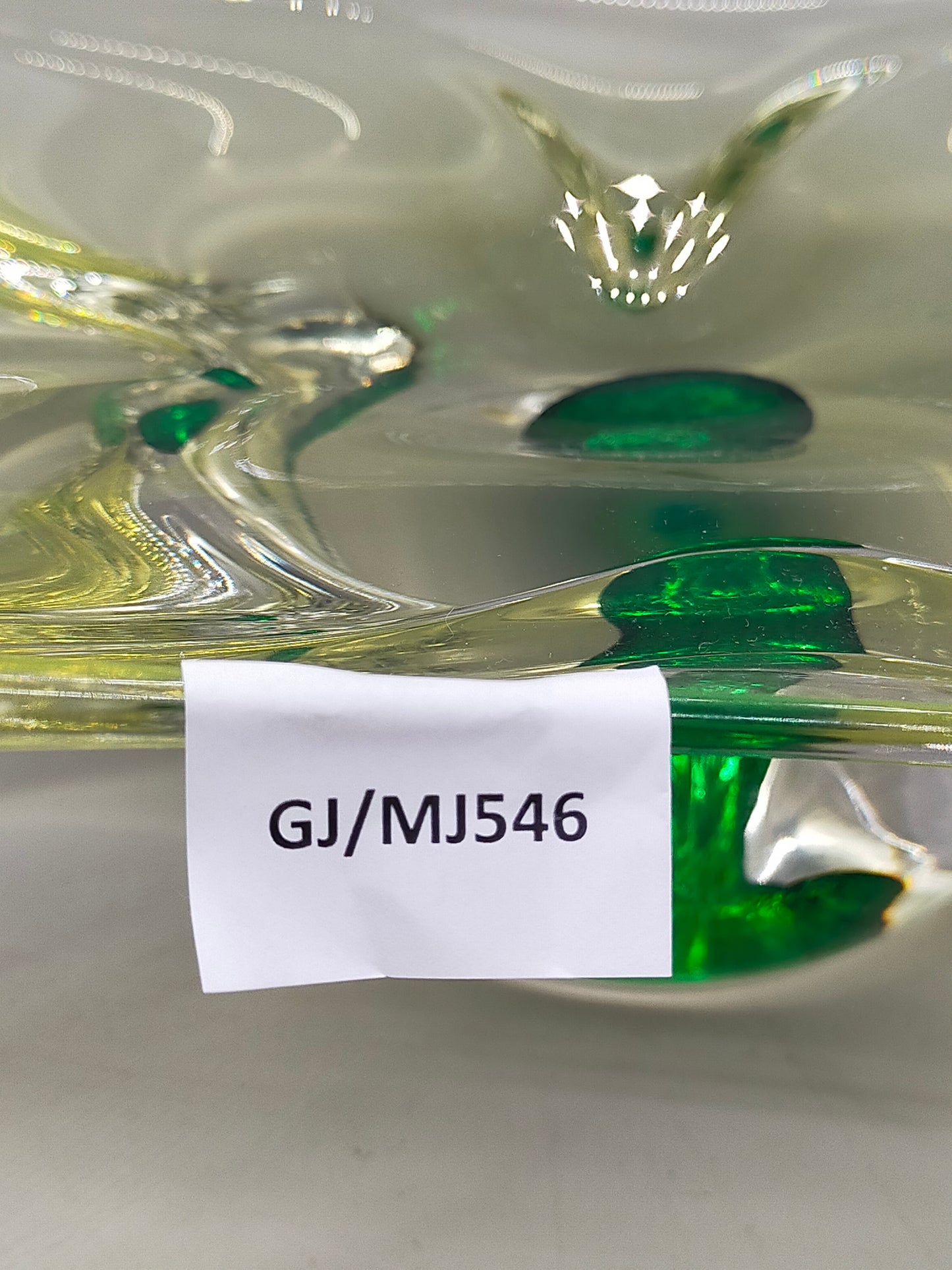 Elegante Murano Schale in Grün und Gelb Organische Form