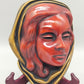 Vintage Achatit Wandmaske Eleganter Frauenkopf mit goldenem Tuch