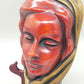 Vintage Achatit Wandmaske Eleganter Frauenkopf mit goldenem Tuch