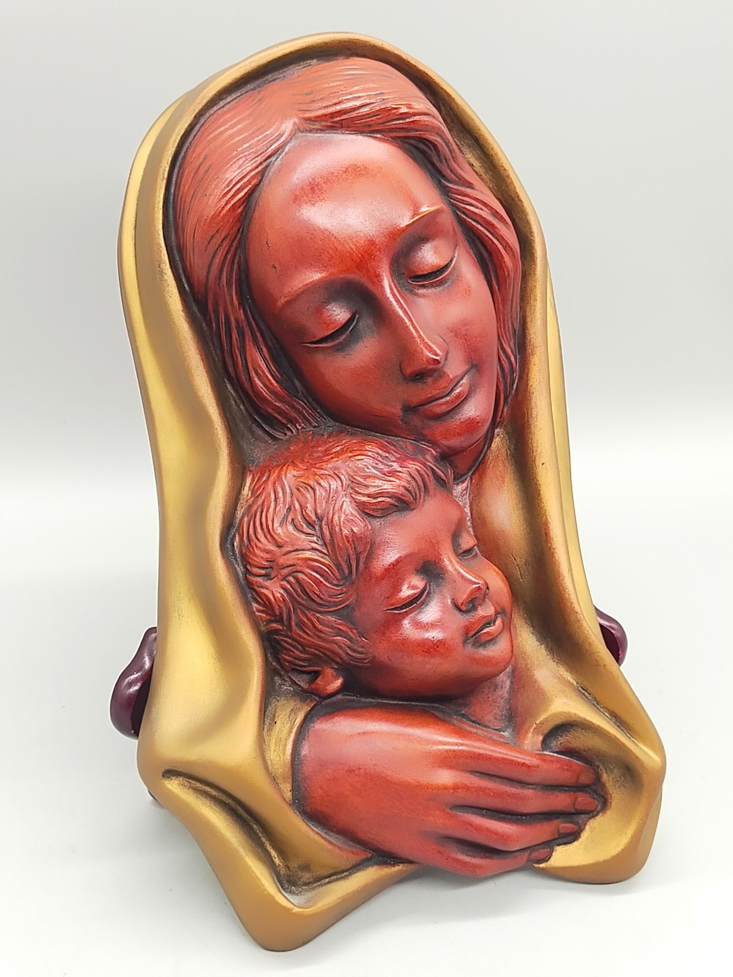 Achatit Wandrelief Madonna mit Kind Handarbeit aus Deutschland