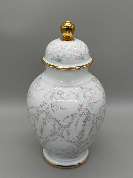 Elegante Tirschenreuth Porzellan Deckelvase Zartes Blütendesign