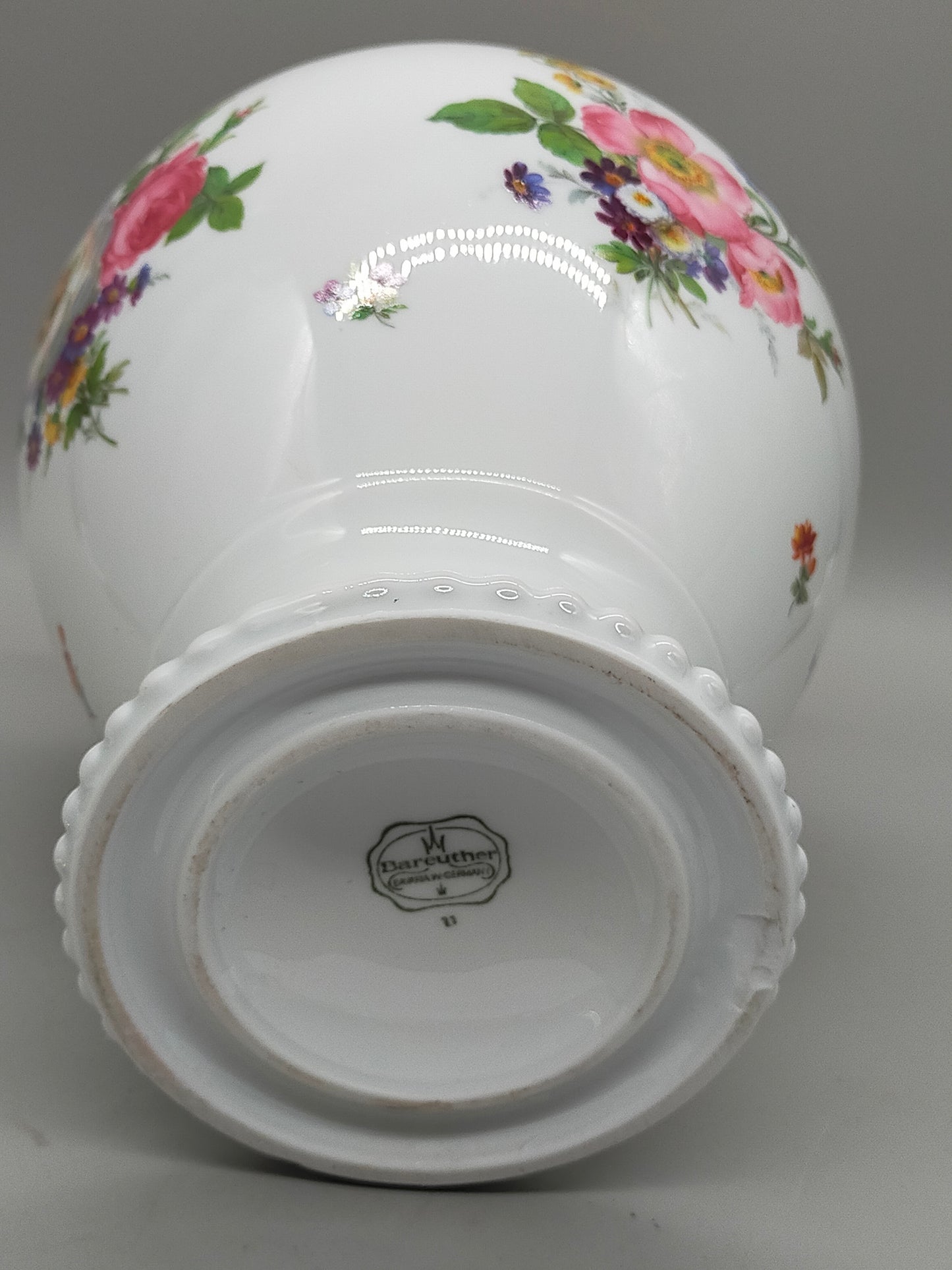 Bareuther Bavaria Porzellan Prunkvase Florales Dekor & Goldrand