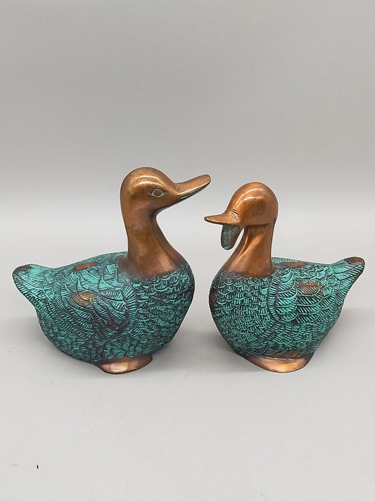Deko Enten Figuren aus Bronze Kunstvolle Entenpaare