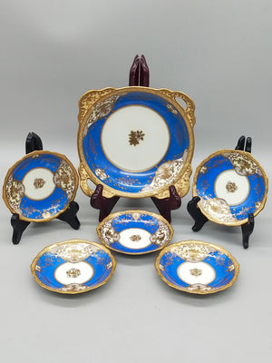 Antikes Porzellan Set Blau Golddesign – 6
