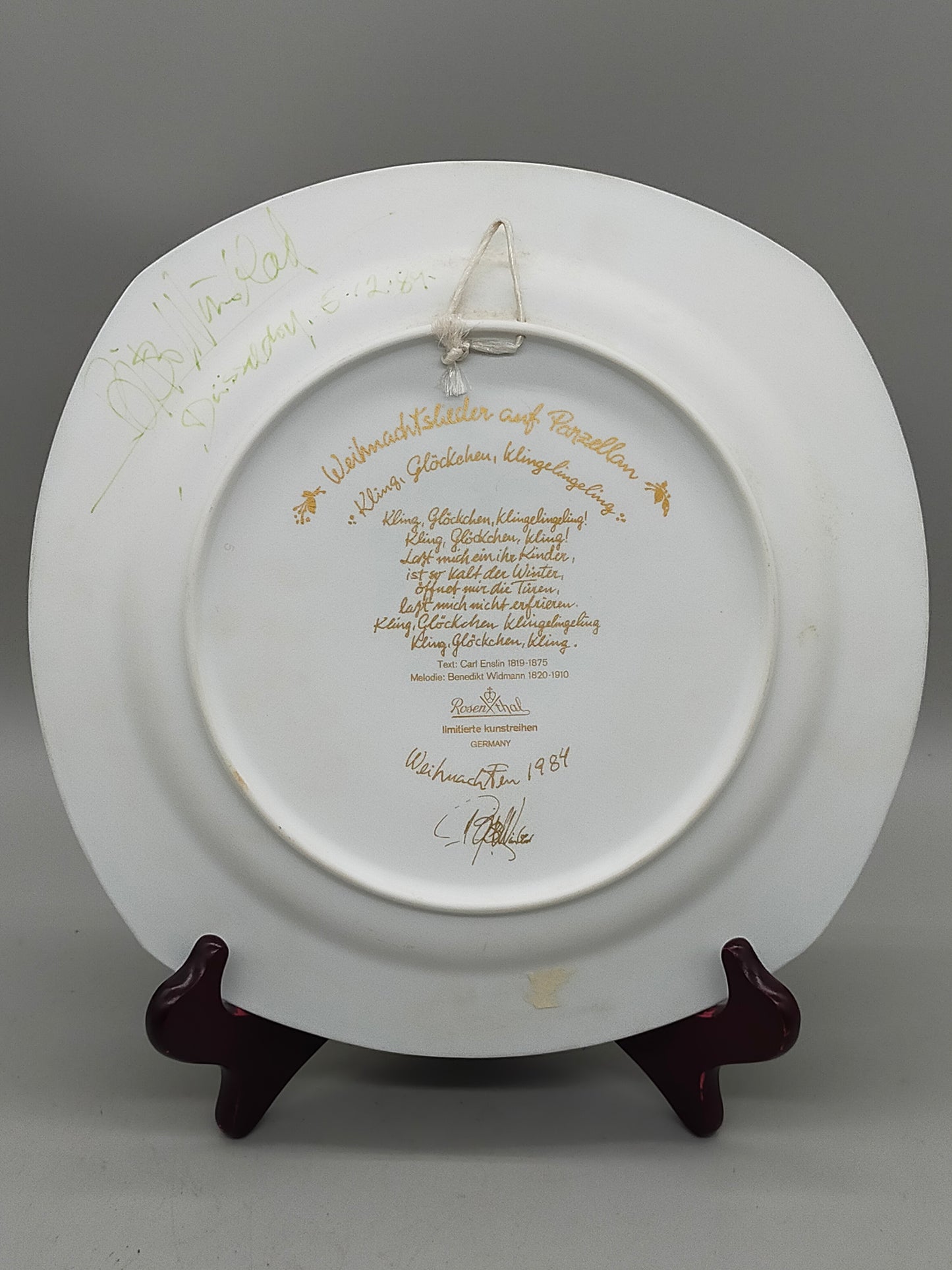 Rosenthal Weihnachtsteller 1984 Björn Wiinblad Kling Glöckchen