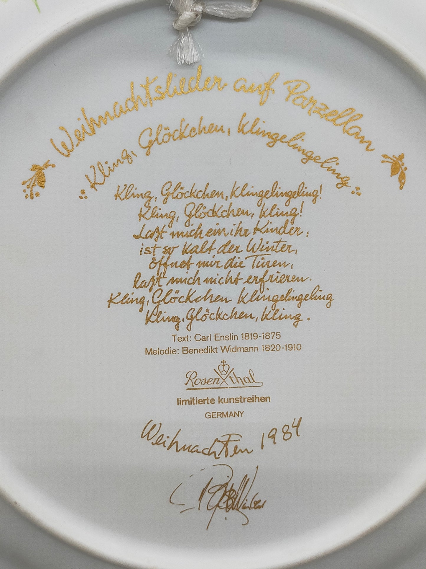 Rosenthal Weihnachtsteller 1984 Björn Wiinblad Kling Glöckchen