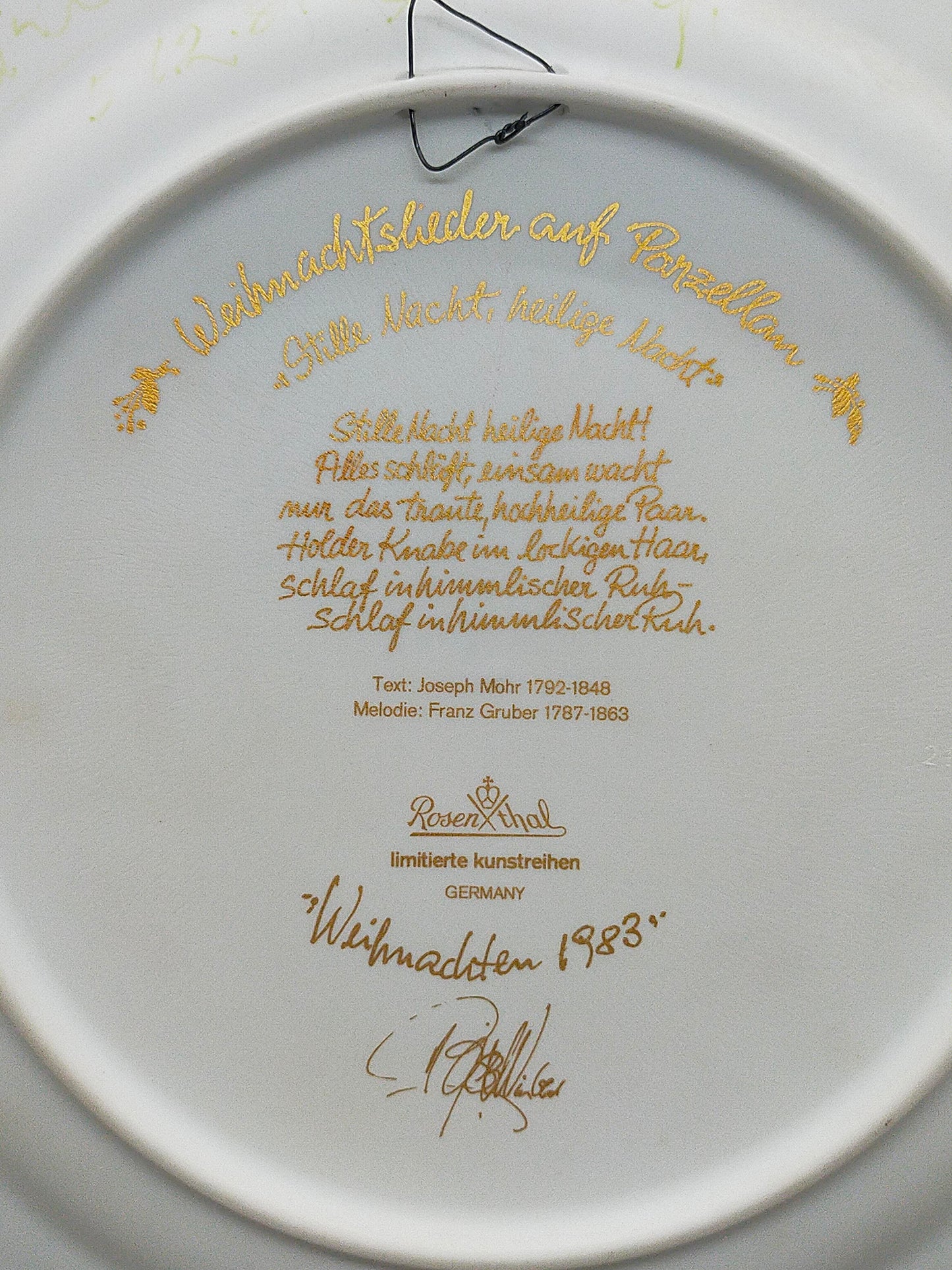 Rosenthal Weihnachtsteller 1983 Stille Nacht – Kunstvoll gestaltet