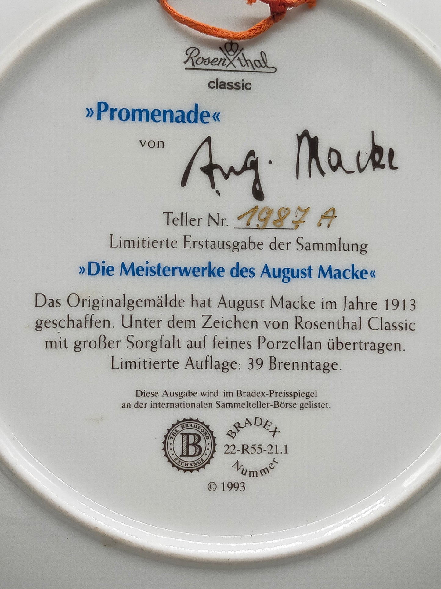 Rosenthal Classic Sammelteller Promenade nach August Macke