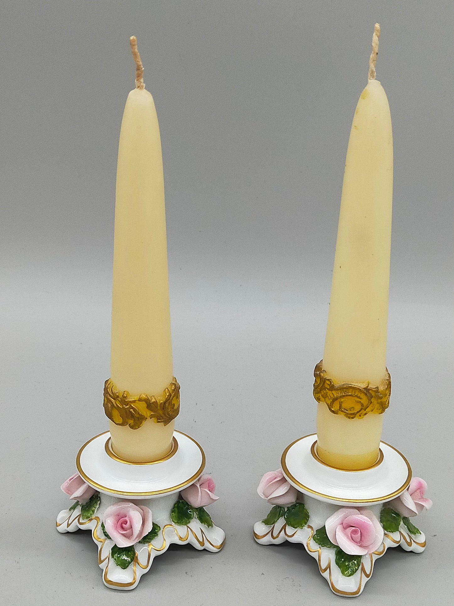 Edle Kaiser Porzellan Kerzenständer mit Rosen
