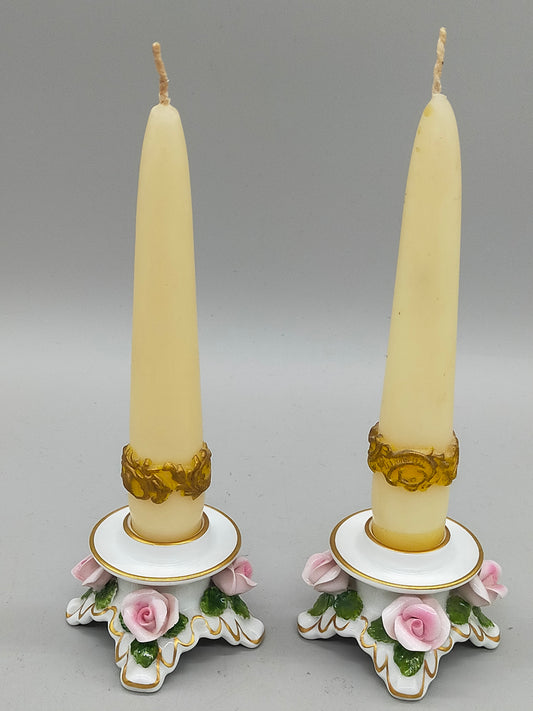 Edle Kaiser Porzellan Kerzenständer mit Rosen