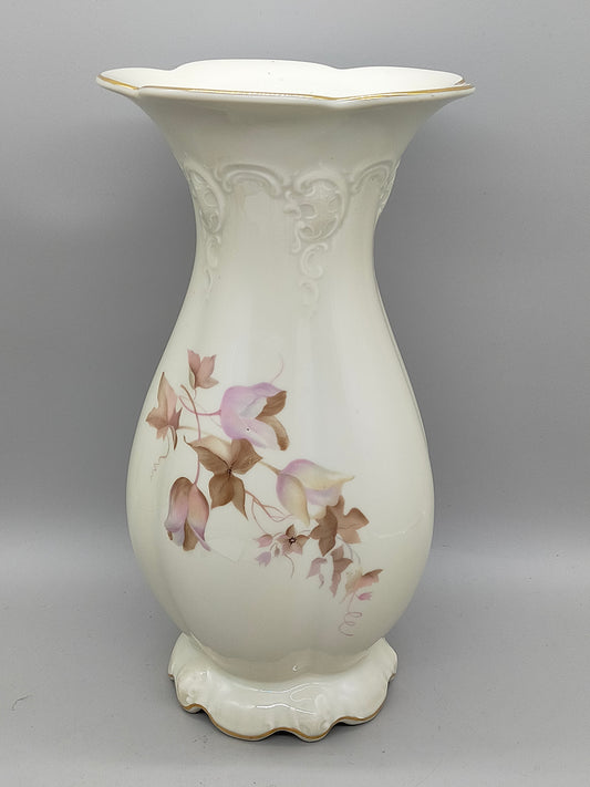 Elegante Rosenthal Moliere Porzellan Vase Blumendekor & Goldrand