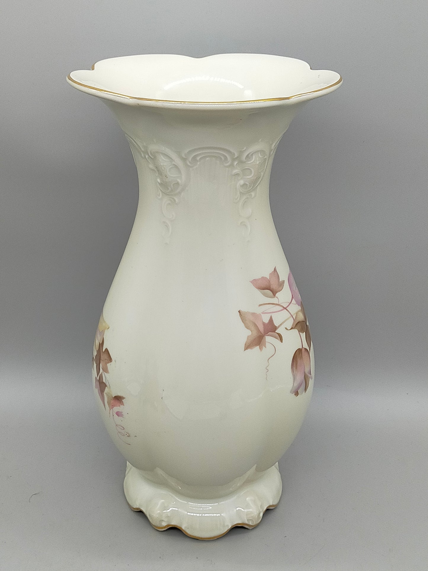 Elegante Rosenthal Moliere Porzellan Vase Blumendekor & Goldrand