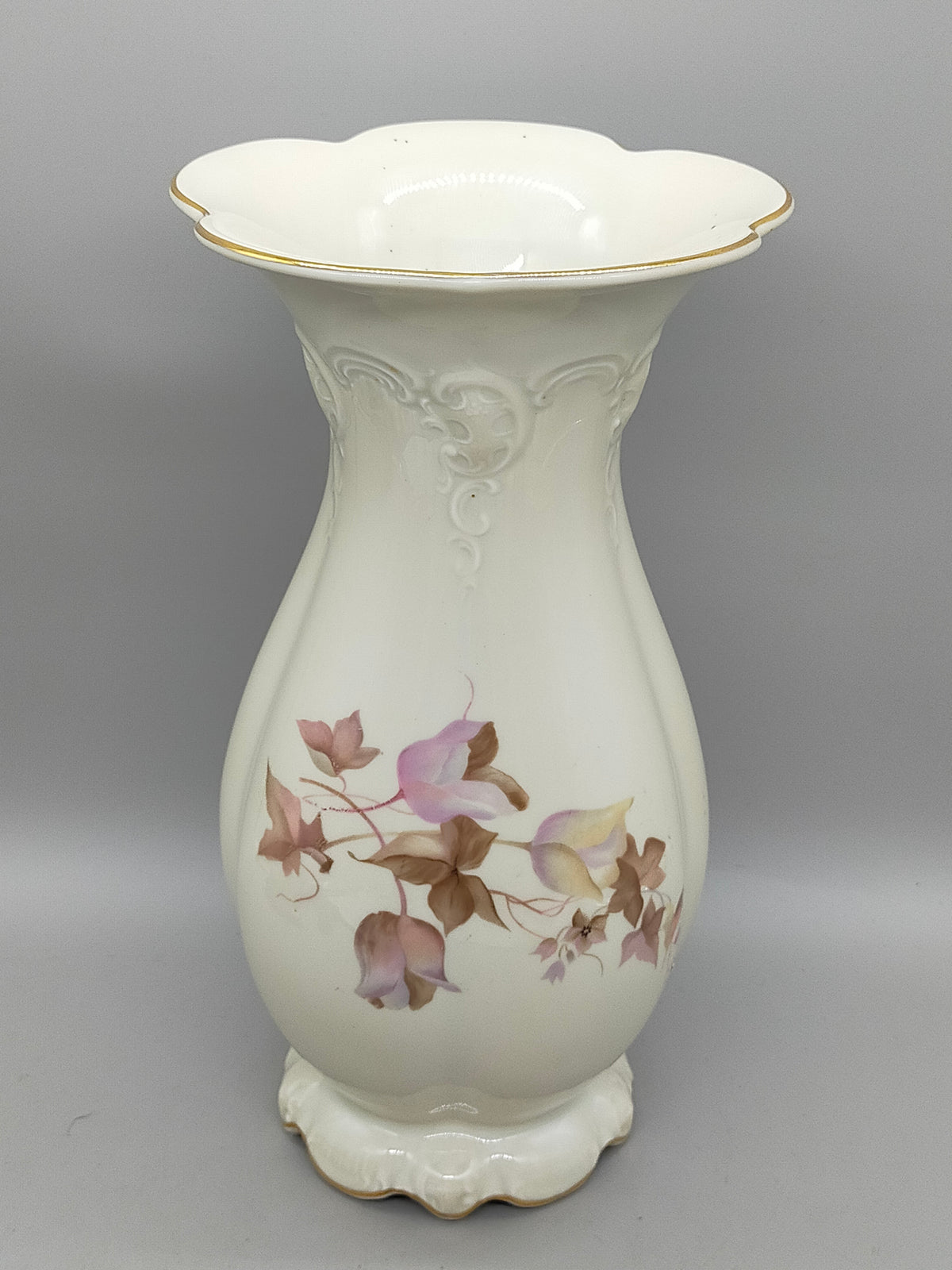 Elegante Rosenthal Moliere Porzellan Vase Blumendekor & Goldrand – Gallery Jarrodi
