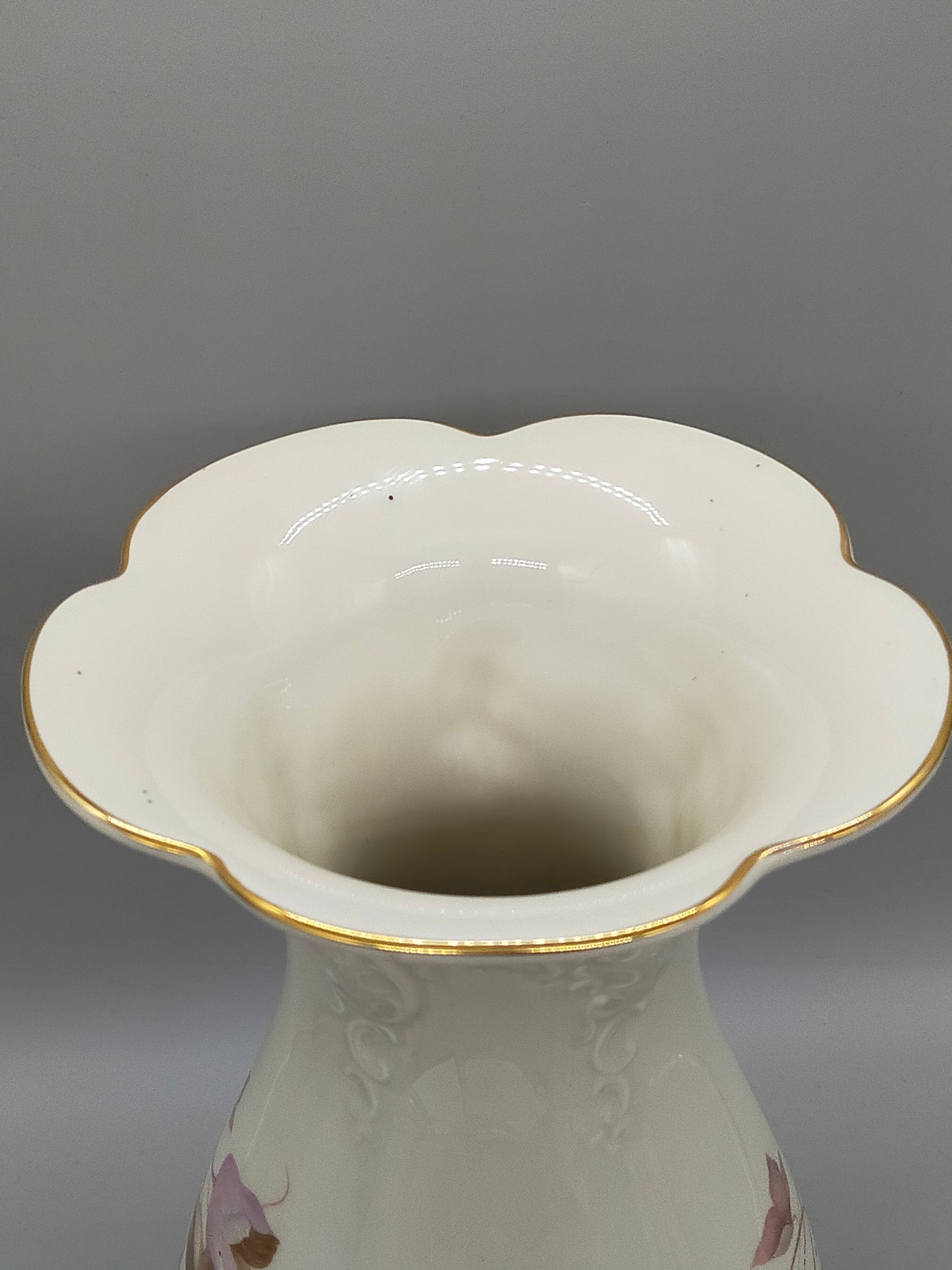 Elegante Rosenthal Moliere Porzellan Vase Blumendekor & Goldrand
