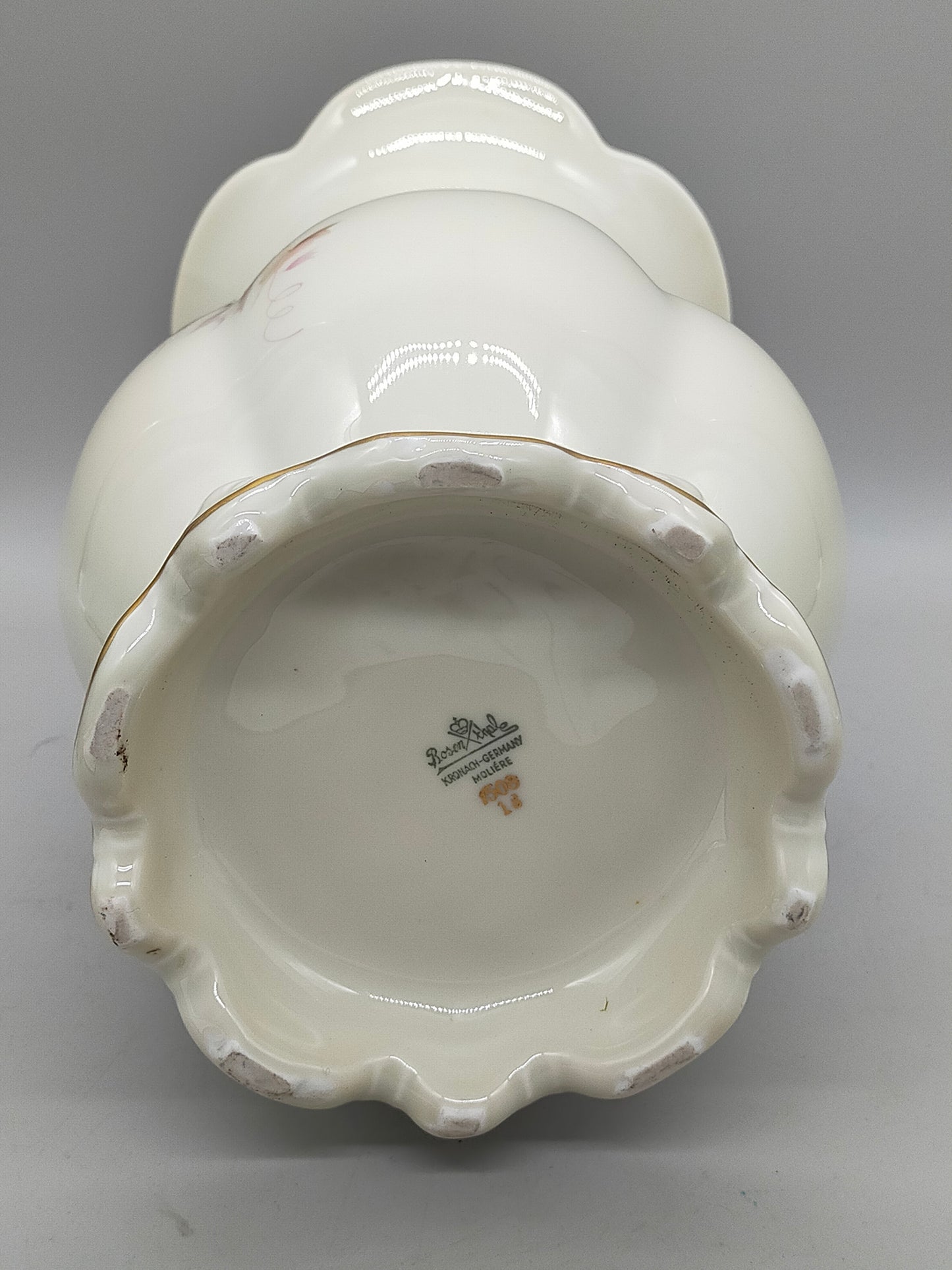 Elegante Rosenthal Moliere Porzellan Vase Blumendekor & Goldrand