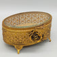 Antike Vintage Schmuckschatulle mit Glasdeckel und Rosen-Dekor