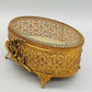 Antike Vintage Schmuckschatulle mit Glasdeckel und Rosen-Dekor