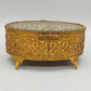 Antike Vintage Schmuckschatulle mit Glasdeckel und Rosen-Dekor