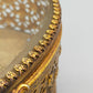 Antike Vintage Schmuckschatulle mit Glasdeckel und Rosen-Dekor