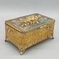 Antike Ormolu Schmuckschatulle mit Glasdeckel und Rosen-Dekor
