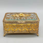 Antike Ormolu Schmuckschatulle mit Glasdeckel und Rosen-Dekor