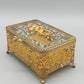 Antike Ormolu Schmuckschatulle mit Glasdeckel und Rosen-Dekor