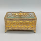 Antike Ormolu Schmuckschatulle mit Glasdeckel und Rosen-Dekor