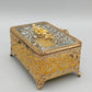 Antike Ormolu Schmuckschatulle mit Glasdeckel und Rosen-Dekor
