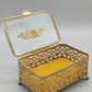 Antike Ormolu Schmuckschatulle mit Glasdeckel und Rosen-Dekor