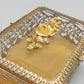 Antike Ormolu Schmuckschatulle mit Glasdeckel und Rosen-Dekor