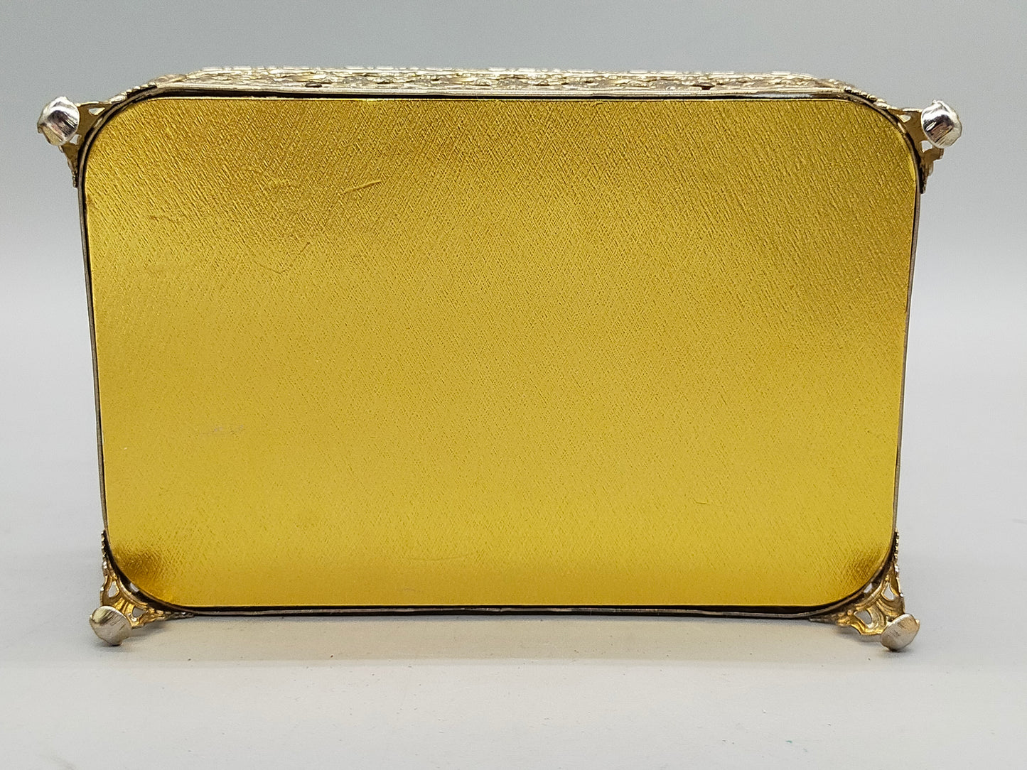 Antike Ormolu Schmuckschatulle mit Glasdeckel und Rosen-Dekor