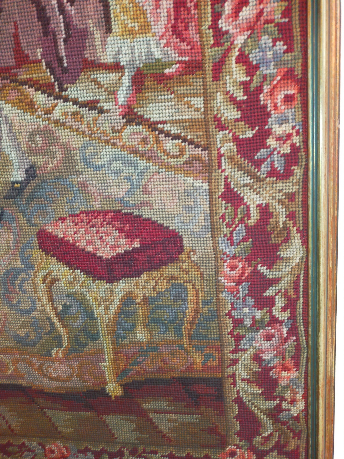 Klassischer Gobelin Wandbehang Höfische Szene im Prachtrahmen