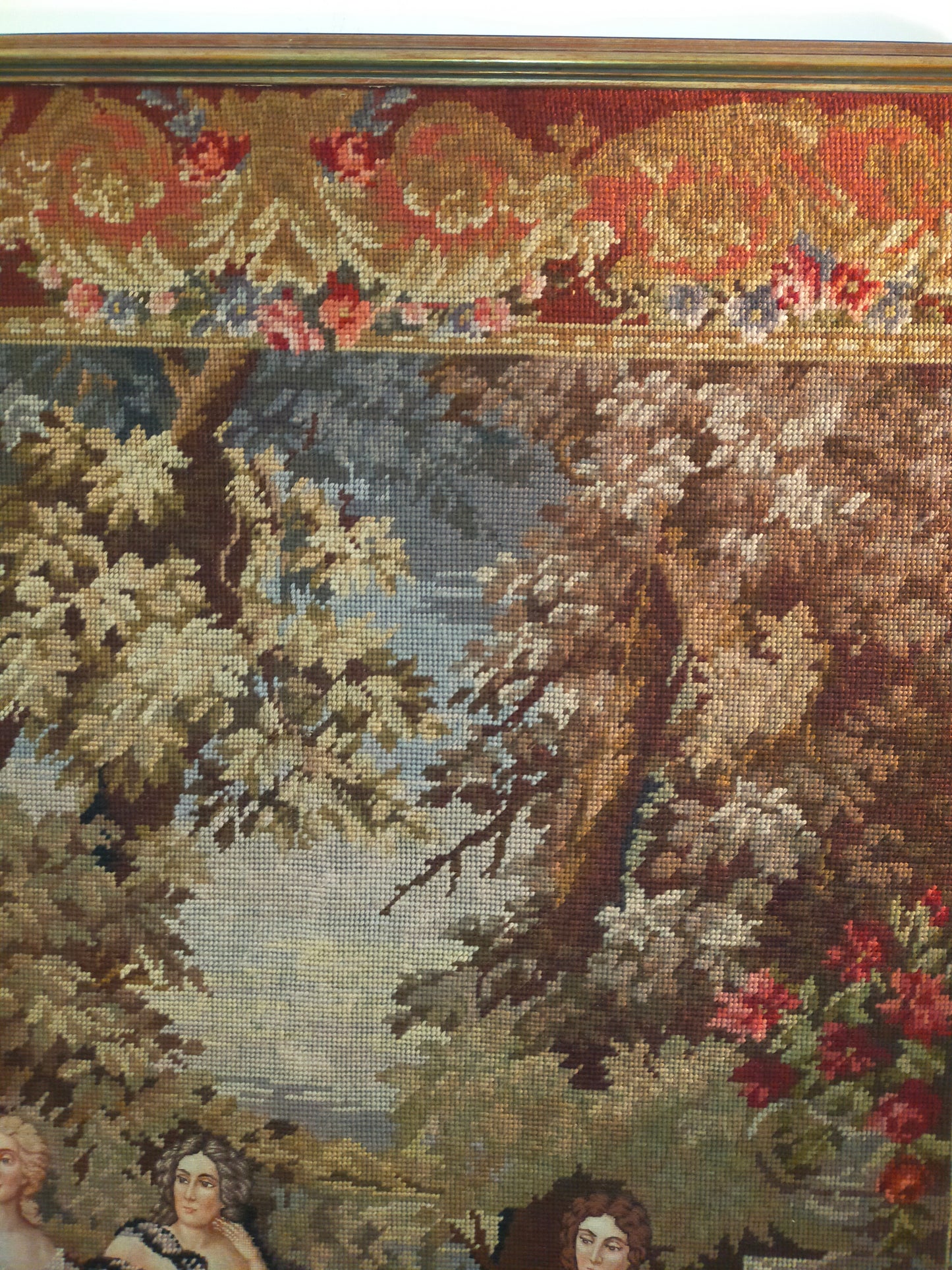 Großer Wandgobelin Elegante Damengesellschaft