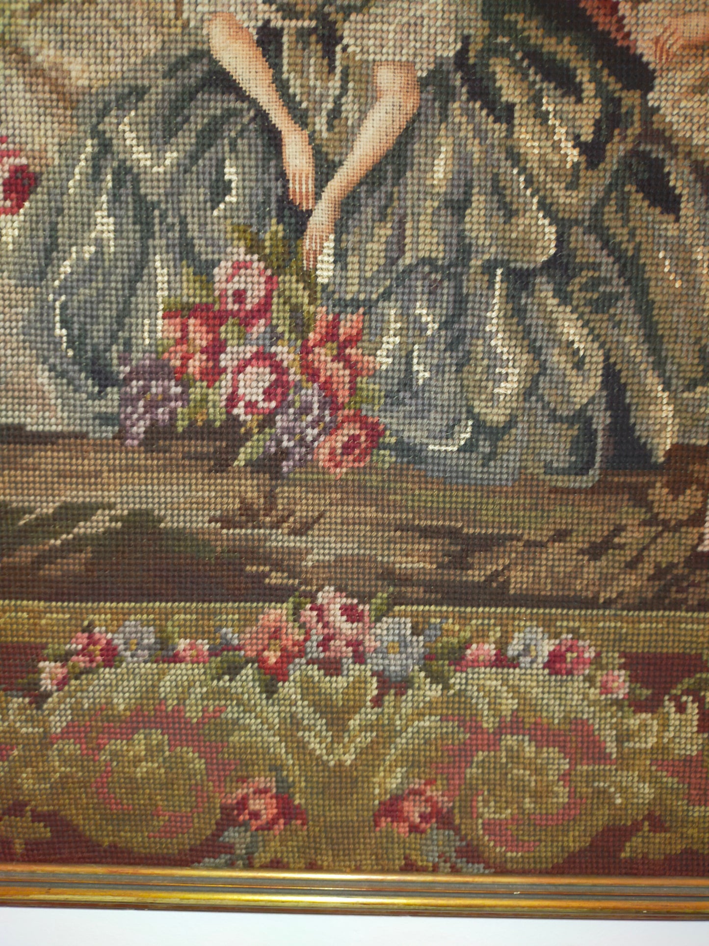 Großer Wandgobelin Elegante Damengesellschaft